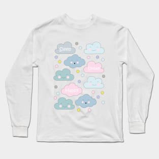 Cute and Adorable Baby Clouds, Sleep, Dream, Happy illustration Long Sleeve T-Shirt